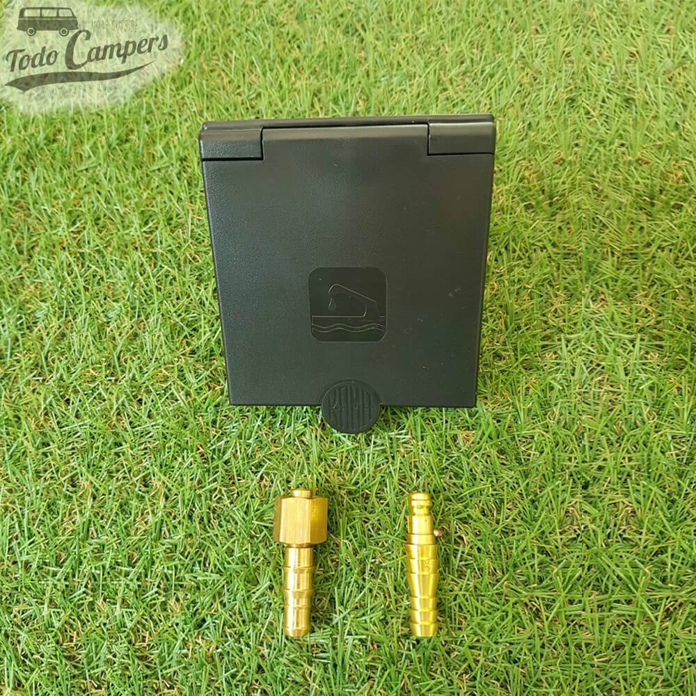 Tomada duche encastrável com tampa de cor preta