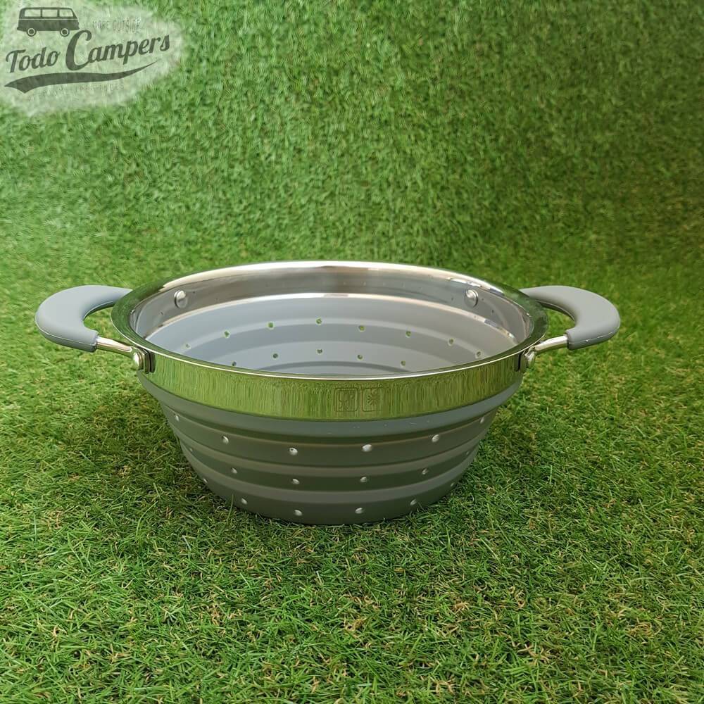 Coador / Escorredor dobrável cinzento - 20 x 20 x 8,5cm