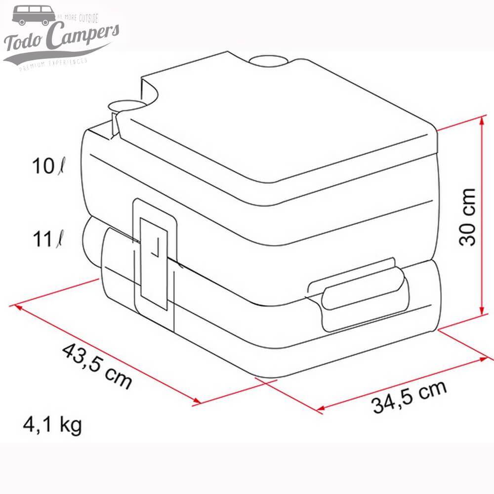 Medidas de Sanita Portátil Fiamma Bi-Pot 30