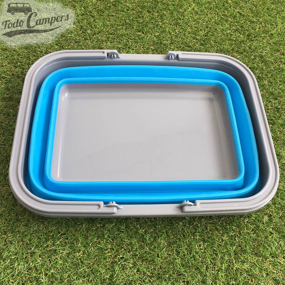 Cesto azul com asa perfeito para guardar ocupando pouco espaço na sua carrinha, caravana ou autocaravana.