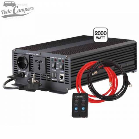 Inversor y cargador desde 12V a 230V de 2000W Onda pura y prioridad a red CARBEST