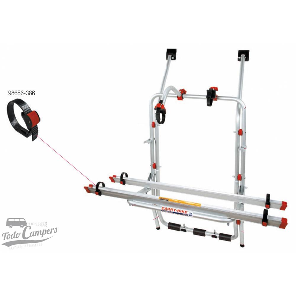 Fivela corrediça para uma fixação rápida e segura da roda à calha do Carry Bike.