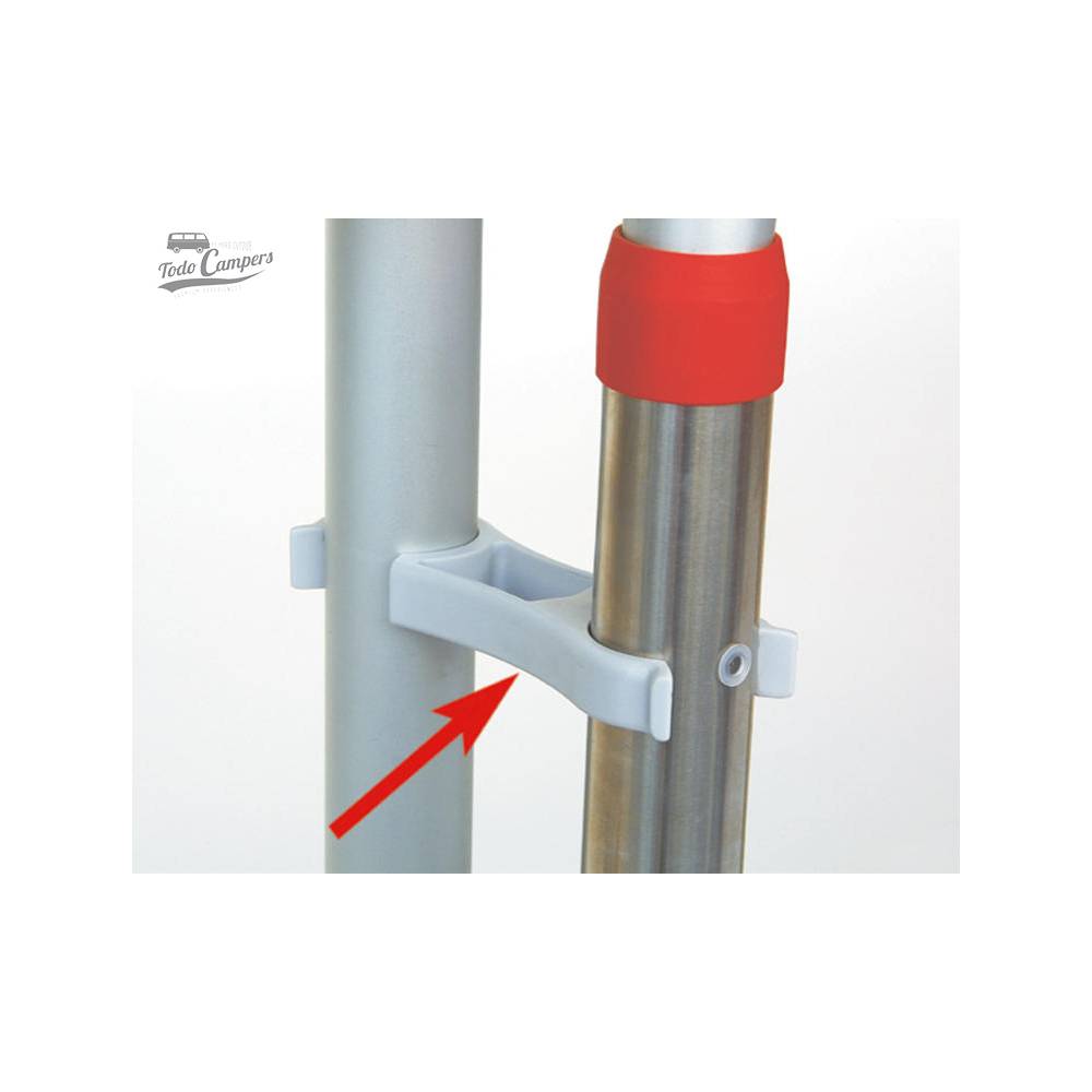 Clip de sujeción adicional o sustitutivo de tu portabicicletas Fiamma. Permite que el conjunto se mantenga plegado