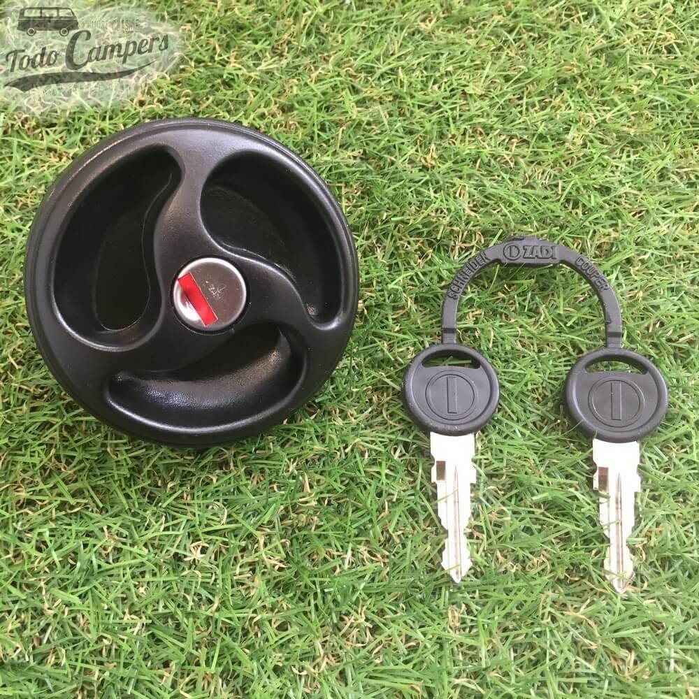 Entrada de água com tampão (com chave) - Preto - Conjunto de chaves ZADI - Vista Frontal