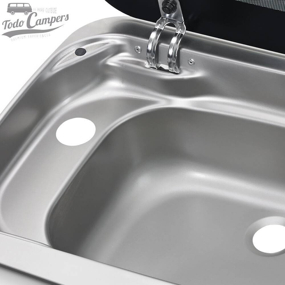 Lava-loiças + Fogão Dometic MO9222L - orifícios válvula e torneira