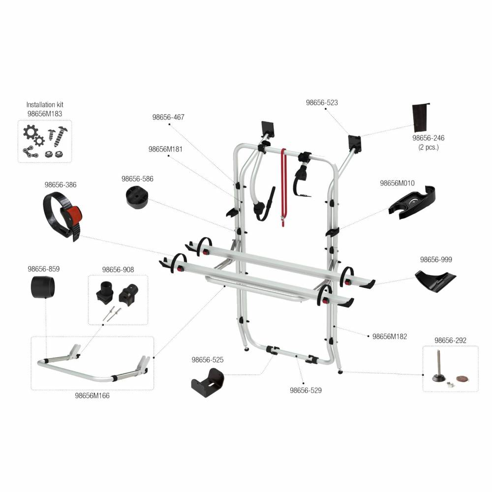 Portabicicletas Fiamma Mercedes Vito 1996-2003 con Portón Trasero Abatible W638 - Despiece