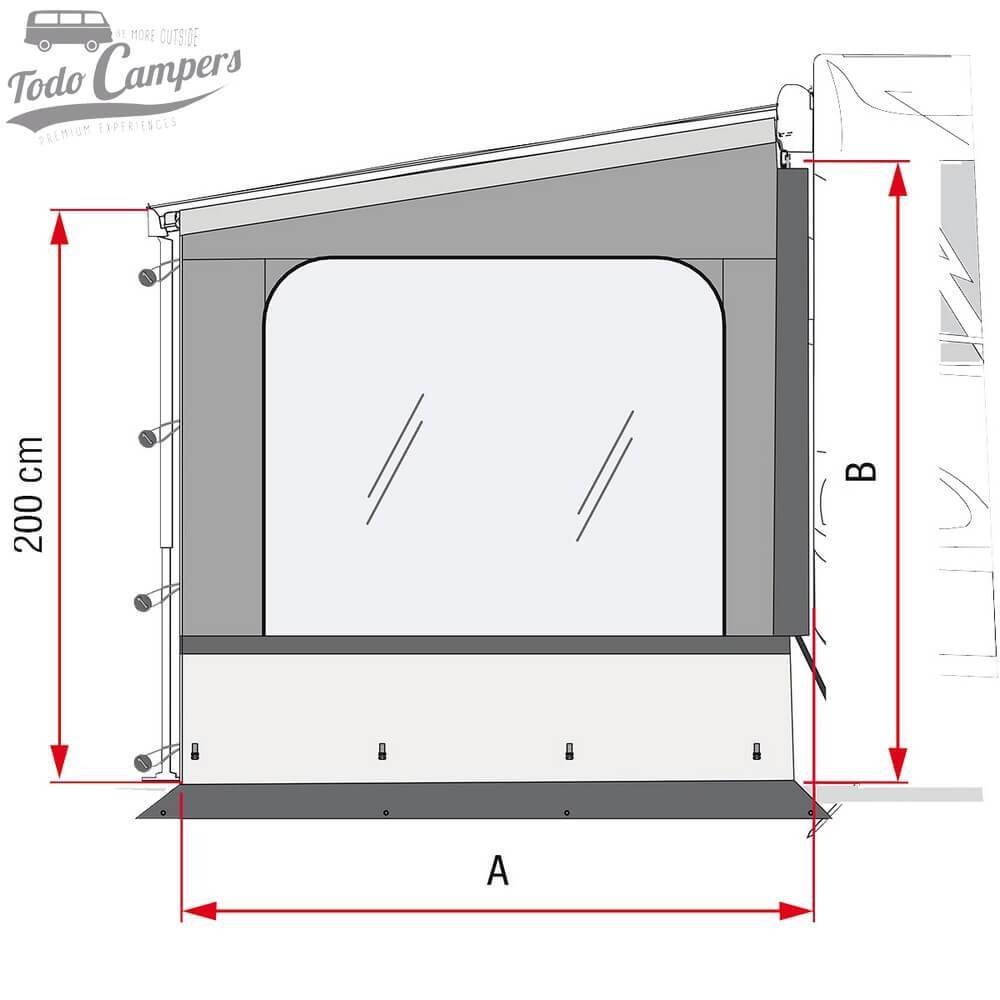 Acrescento lateral para Toldo Fiamma F35Van - Esquema Medidas