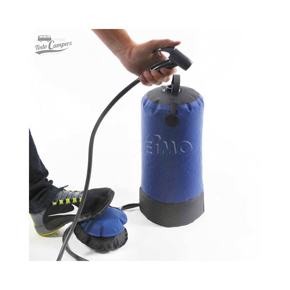 Bicha de duche manual com bomba de pé - 12L. Duche manual para a sua carrinha camper ou autocaravana