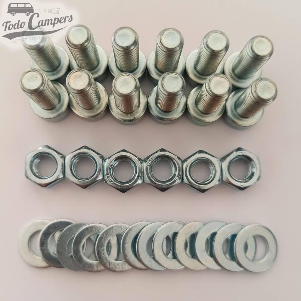 12 TORNILLOS Y ARANDELAS CON SEIS TUERCAS para la instalación de base giratoria FASP para Sprinter y LT35 1994-2006
