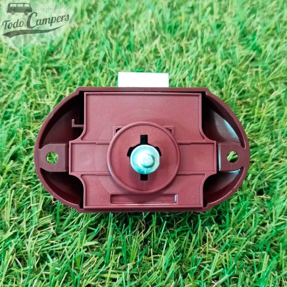 Carcaça castanha do fecho Tic-Tac com botão para portas e gavetas 15mm