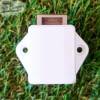 vista traseira do fecho Tic-Tac MINI branco com botão para portas e gavetas 19mm
