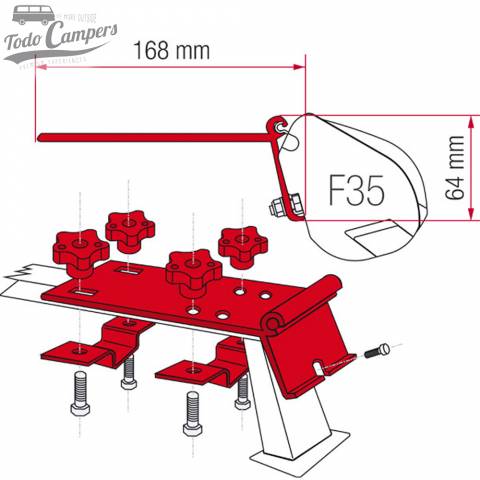 Medidas del Soporte para toldo Fiamma F35 Standard (baca)