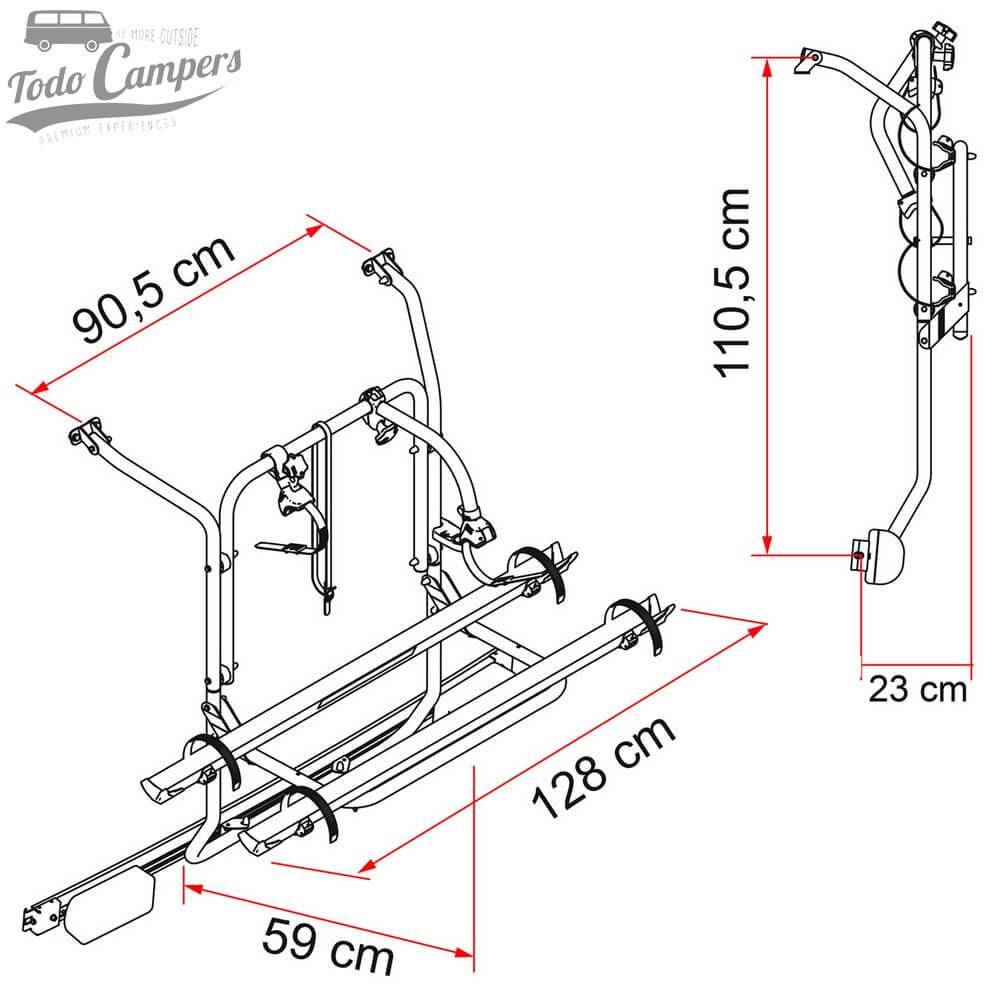 Medidas del Carry Bike para Mercedes Vito y Viano 2004-2014 con Portón