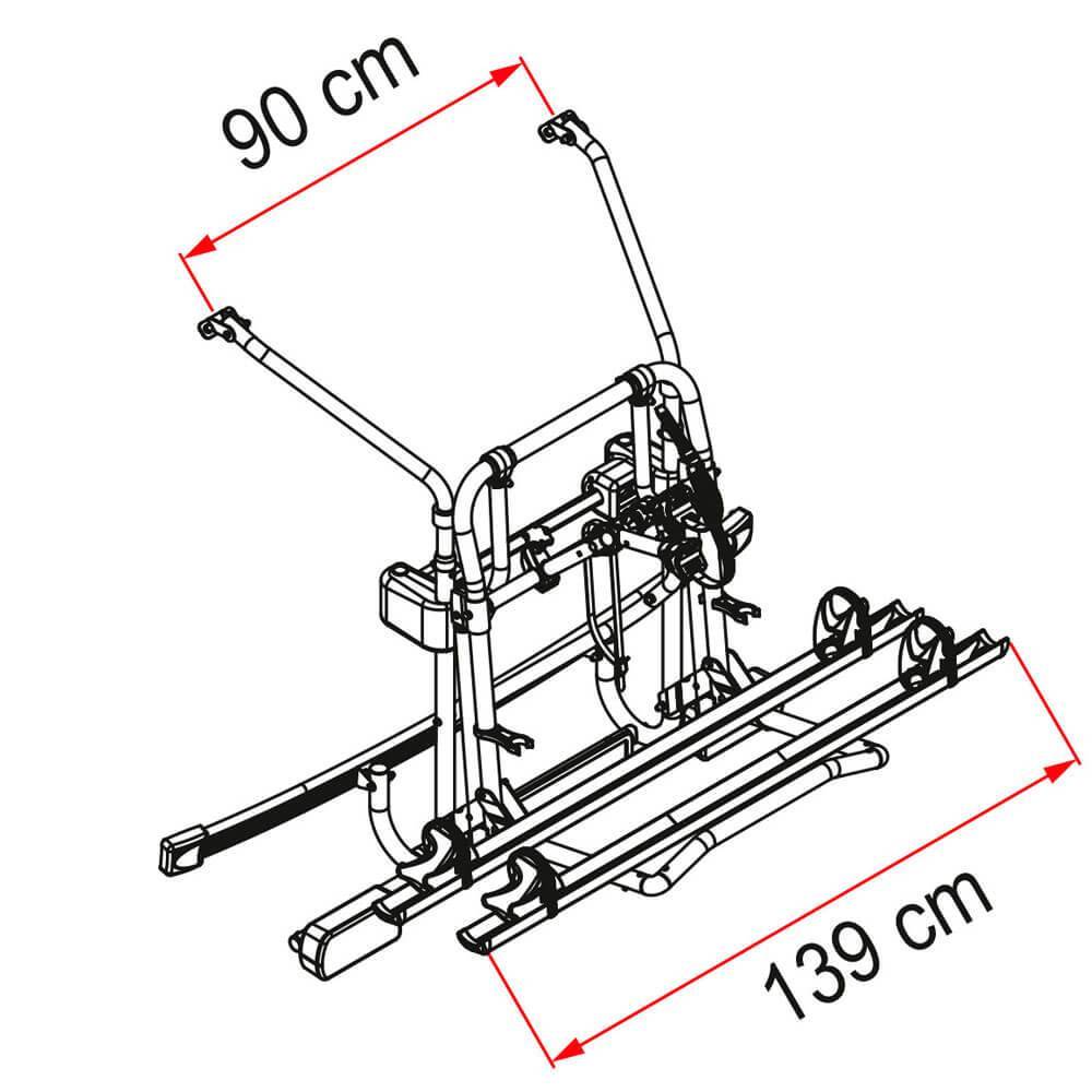 Medidas do suporte de bicicletas de Mercedes Clase V desde 2014