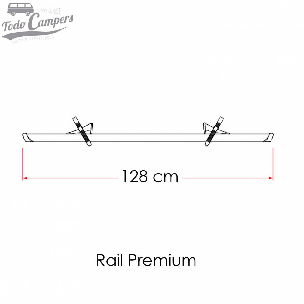 Medidas del carril premium de Fiamma. Portabicicletas para furgonetas, autocaravanas o caravanas