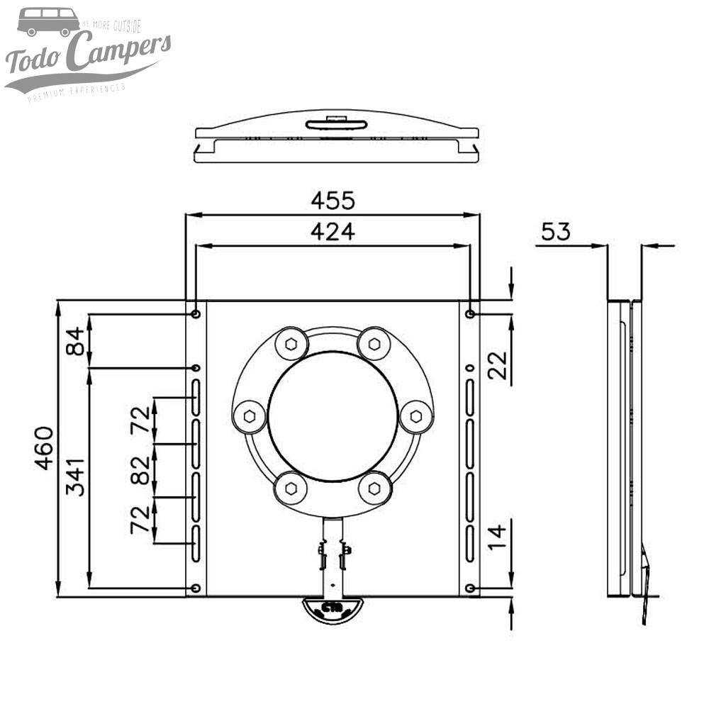 Medidas de la base giratoria CTA para Mercedes Sprinter desde 2006 y VW Crafter 2006-2016
