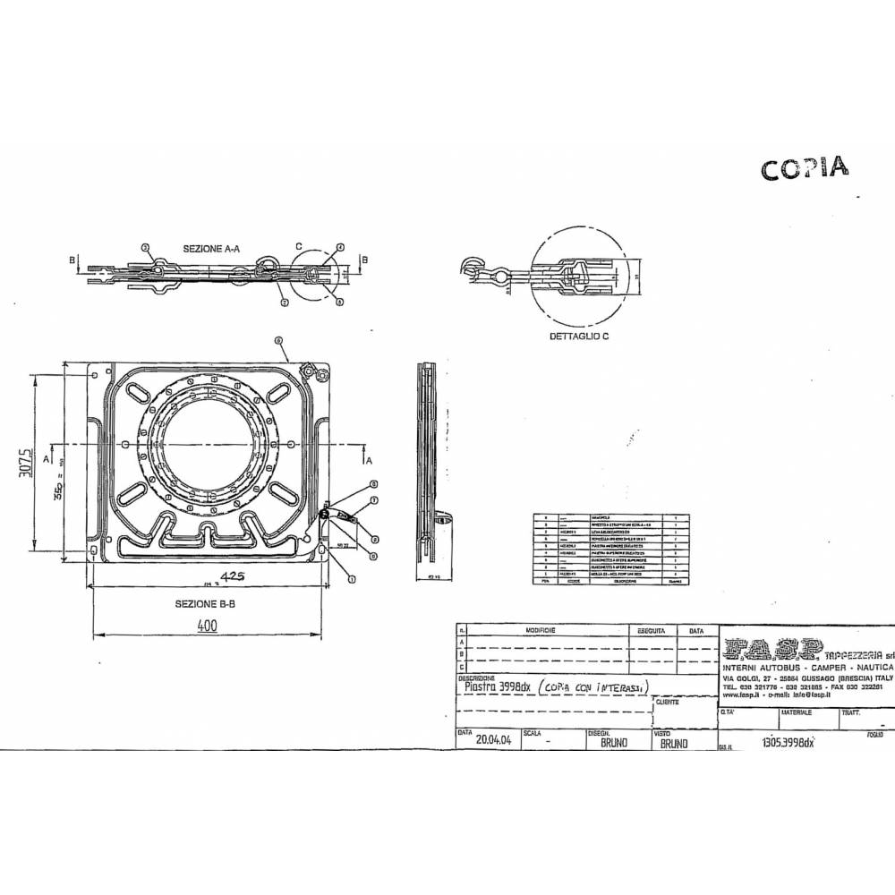 medidas base giratoria asiento ducato, jumper y boxer 1994-2006