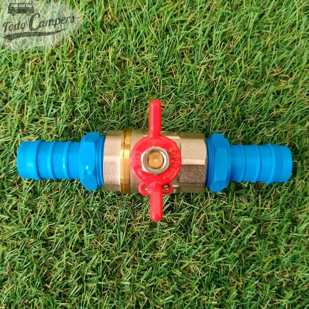 Llave de paso de agua de latón de 3/4" (19 mm) que permite cortar cómodamente el paso del agua  Vista superior