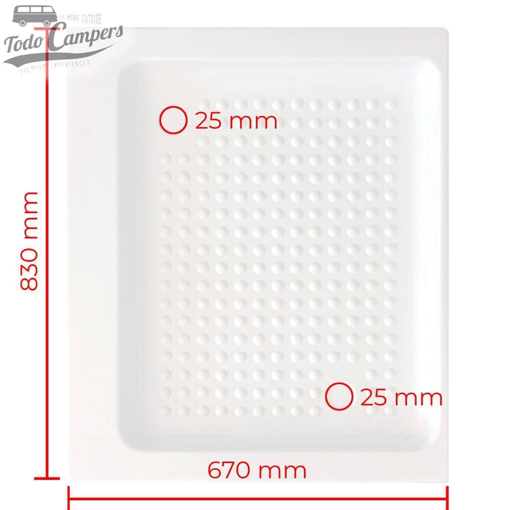 Medidas Base de duche camper: 830 x 670 x 55 mm.