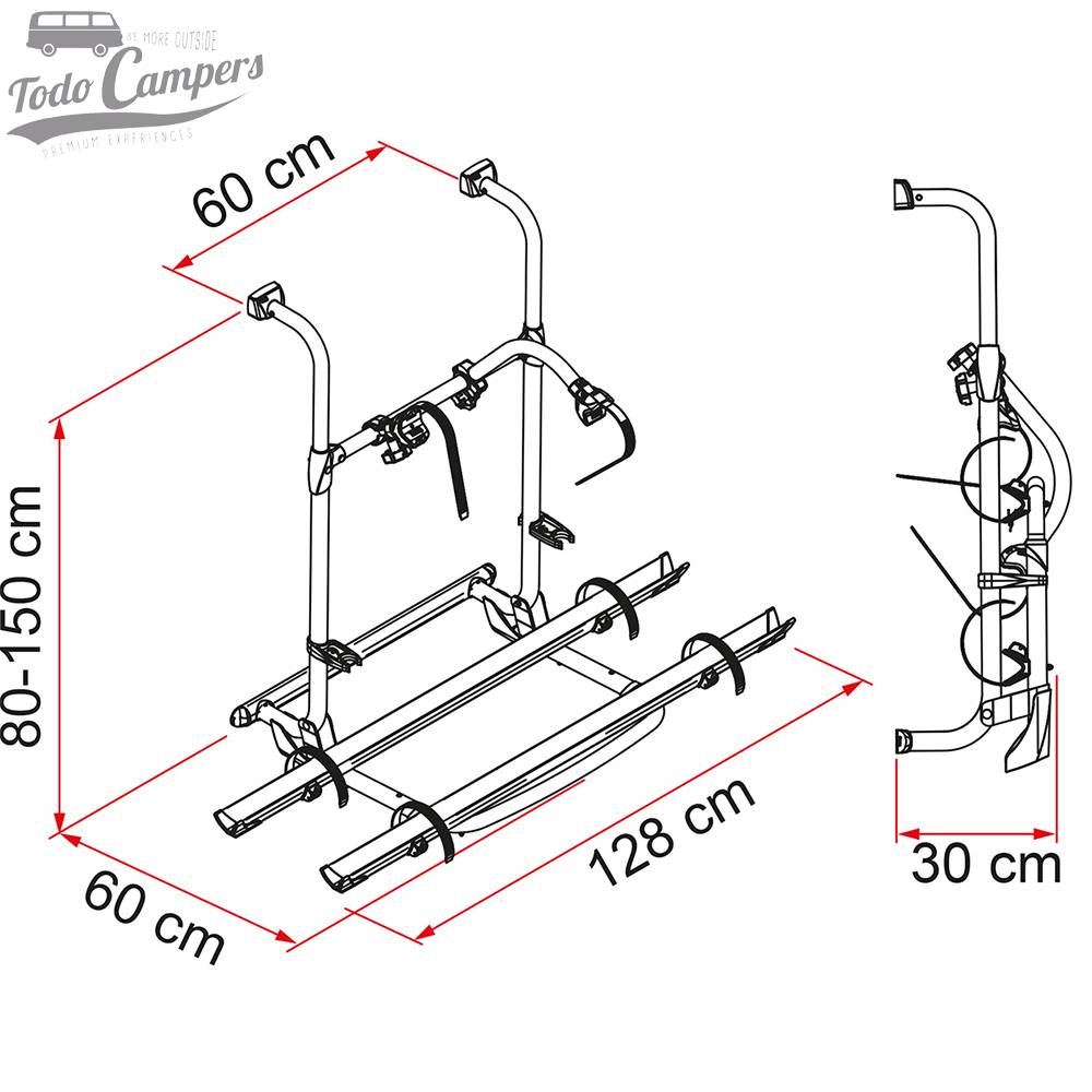 Medidas del Portabicicletas para Autocaravanas Fiamma PRO