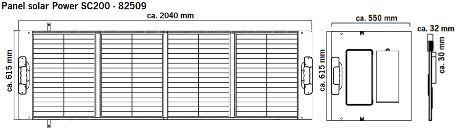 Medidas de la placa solar plegable portátil CS100
