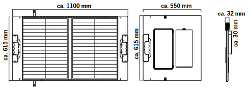 Medidas de la placa solar plegable portátil CS100