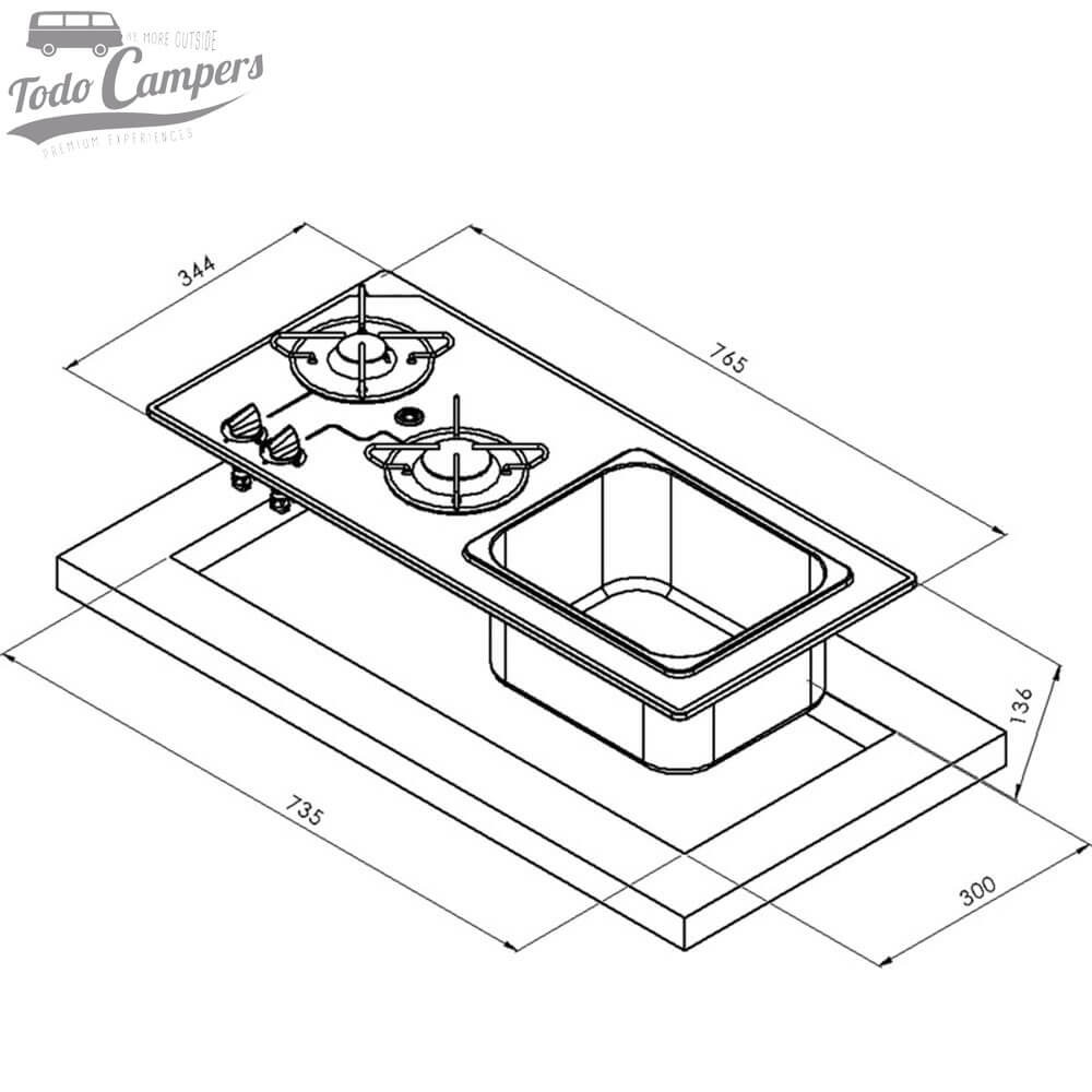 medidas cocina Carbest  70575