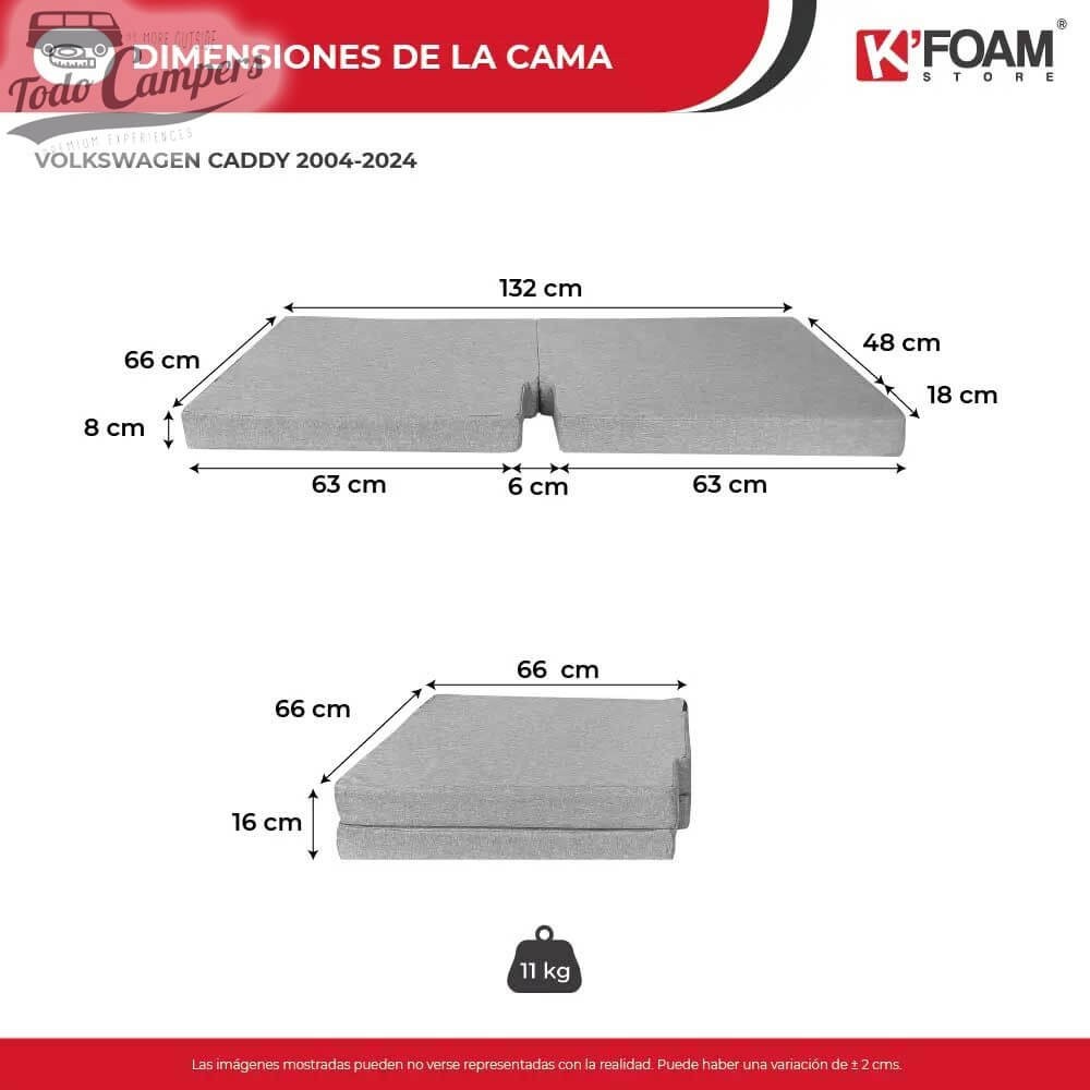 Medidas de la cama de Mercedes Caddy