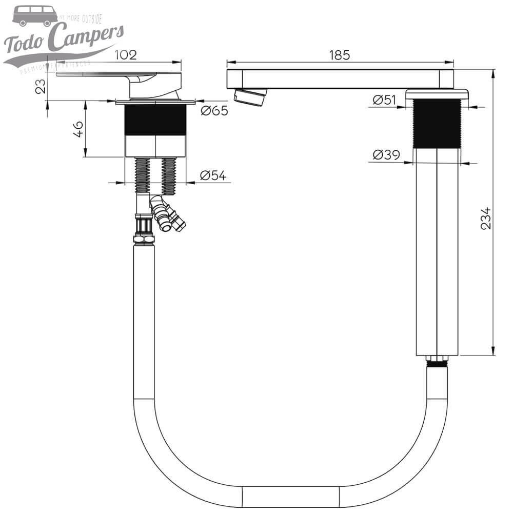 medidas grifo Linnea retractable