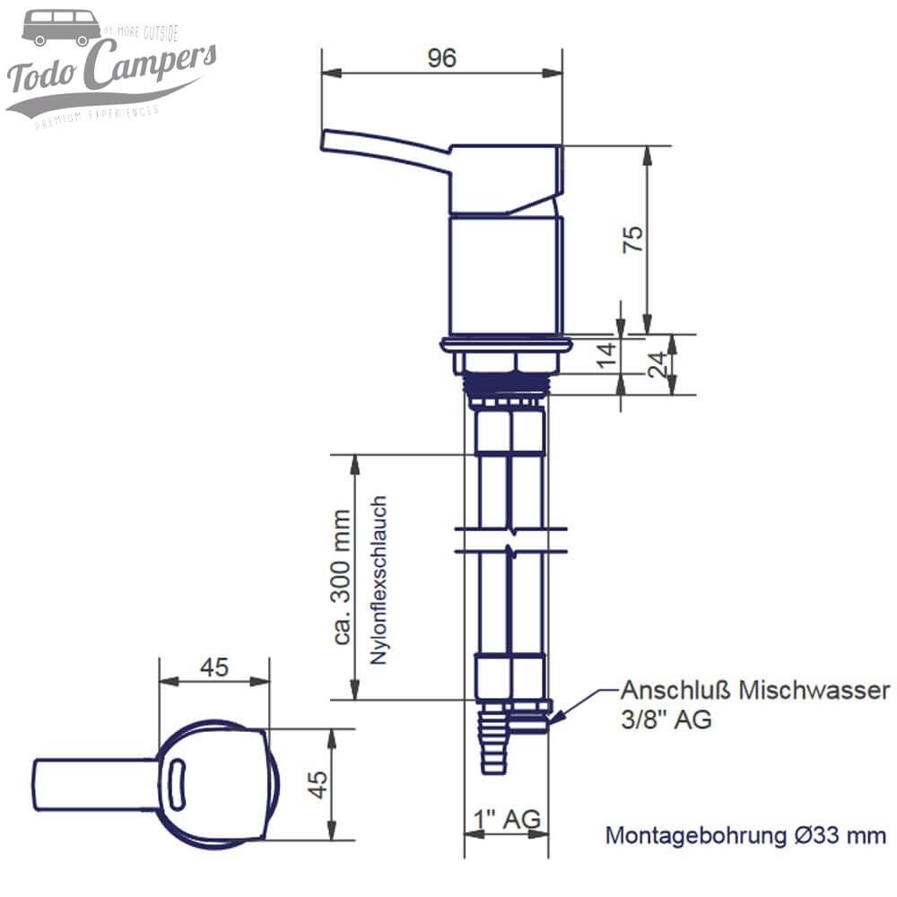 medidas grifo CAPRI undertable