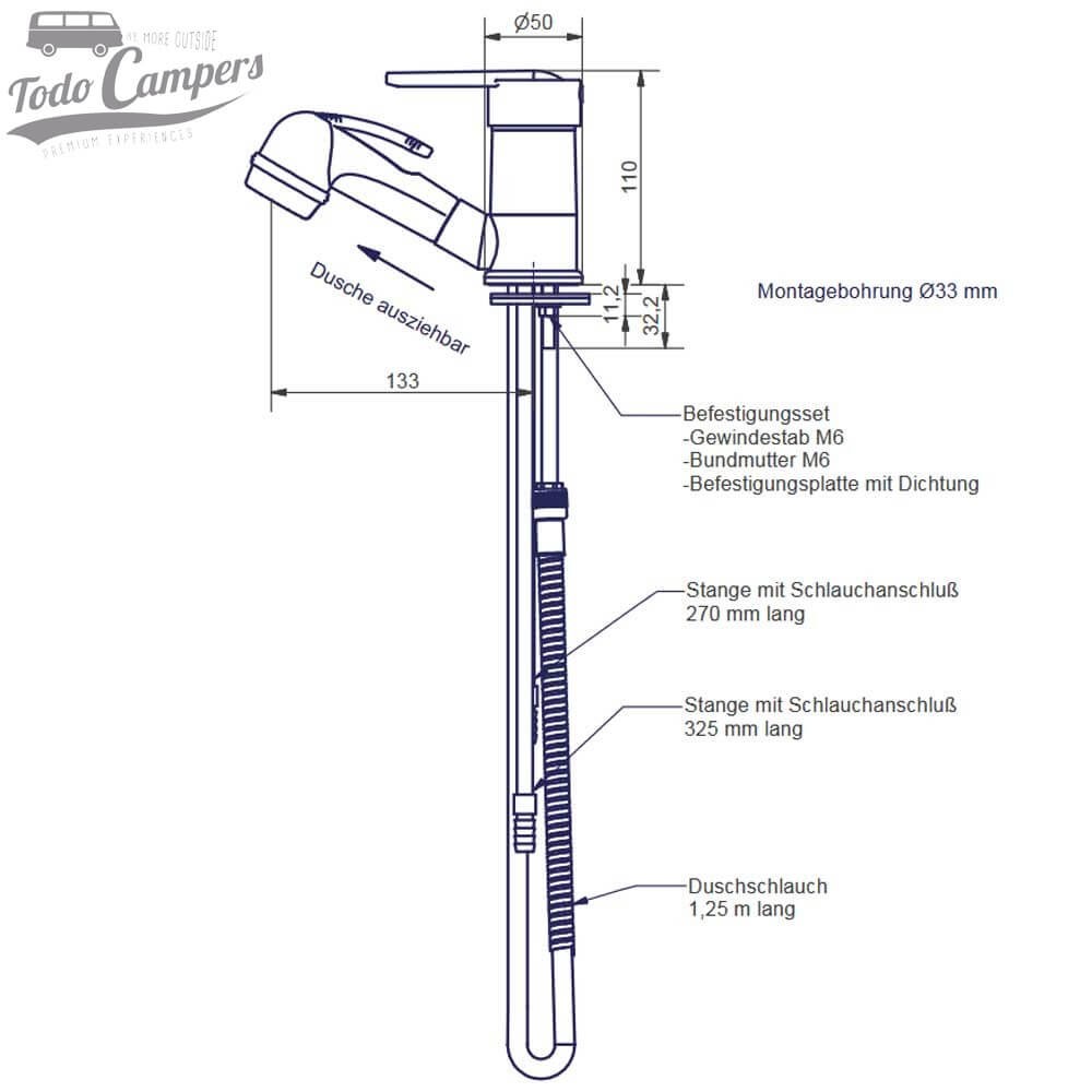 grifo con ducha extraible Comet Parma Trigger