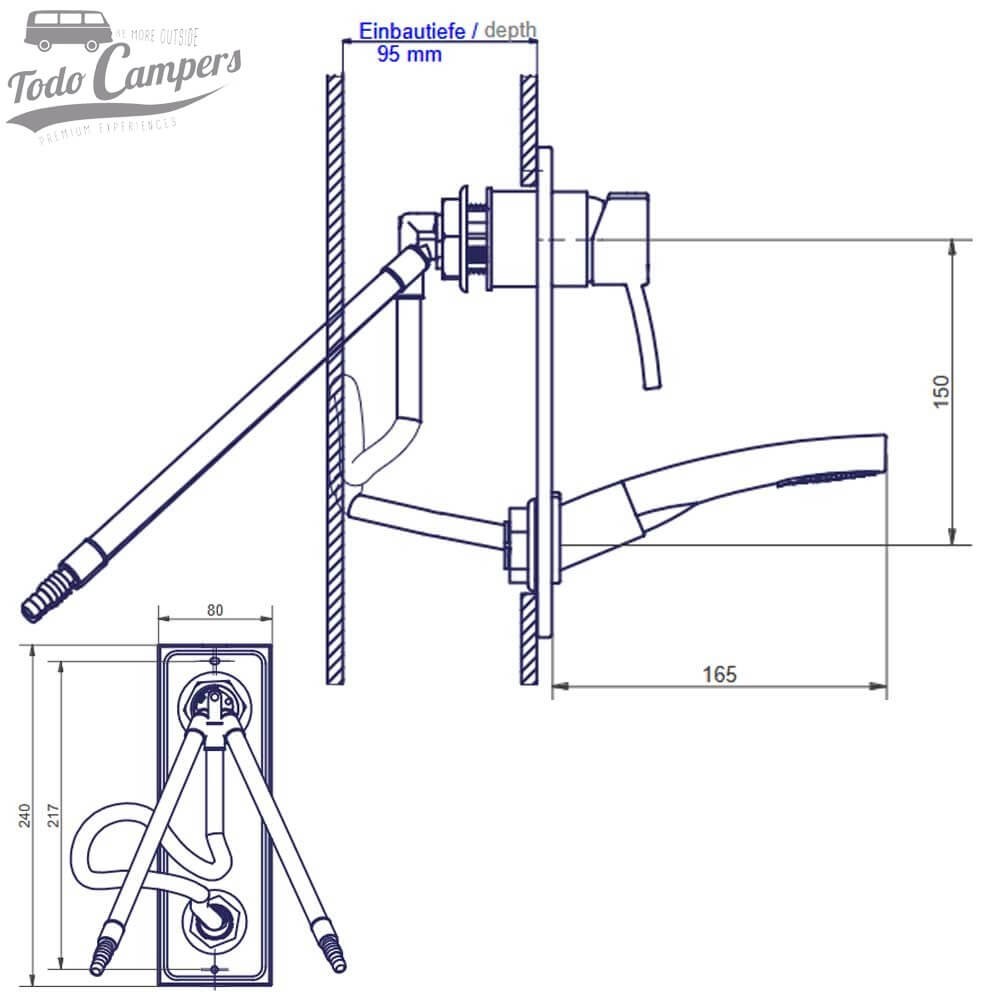 medidas grifo CAPRI vertical