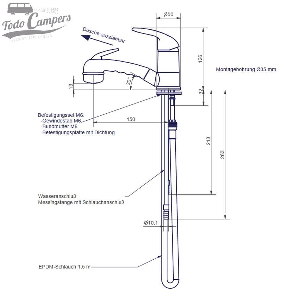 grifo con ducha extraible Comet Roma Trigger
